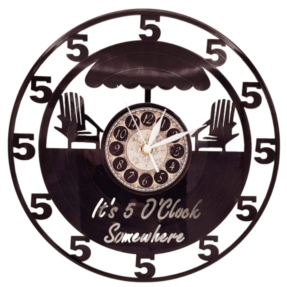 IT'S 5 O' CLOCK SOMEWHERE vinyl record clock